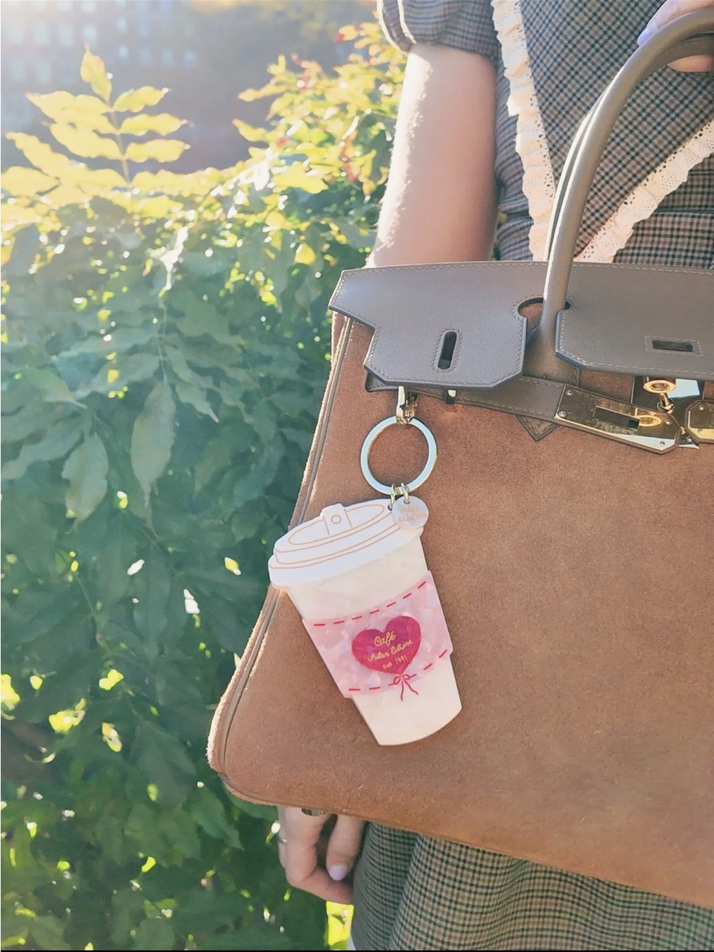 Solar Eclipse Café Coffee Cup Bag Charm Keychain Hand Painted - Picture 7 of 9